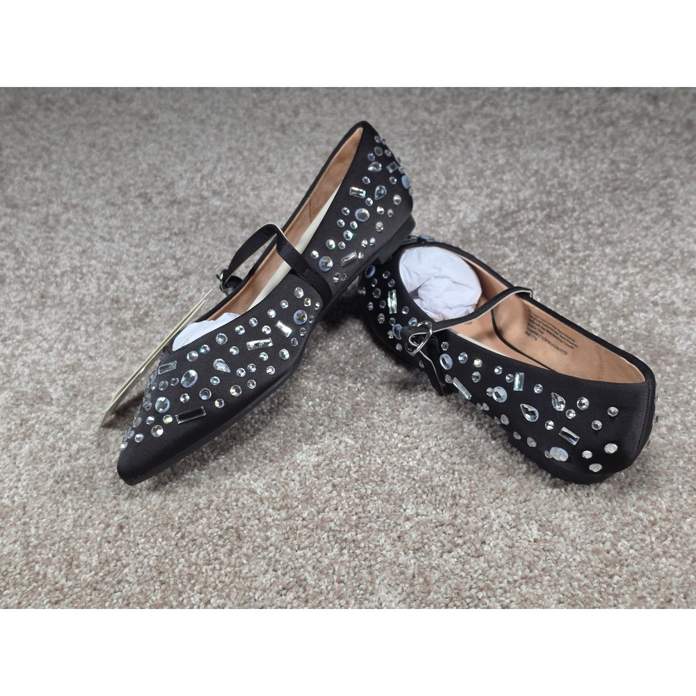 A New Day Gabriella Rhinestone Mary Jane Pointed Toe Flats Black 6.5 - Picture 4 of 6